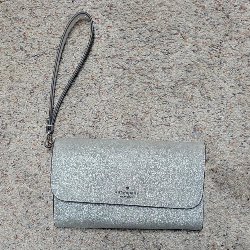 Kate Spade Glittering Silver Wristlet Clutch